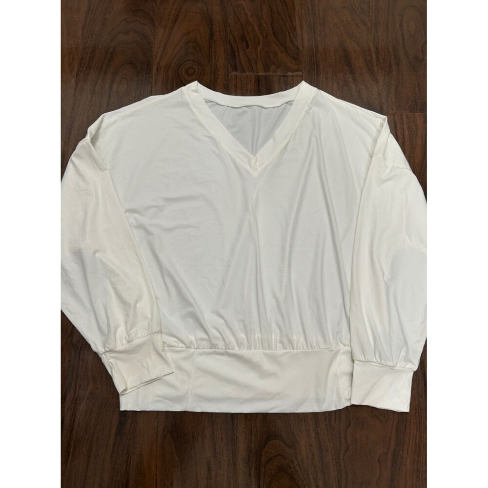 HALARA White V-Neck Relaxed Dolman Top